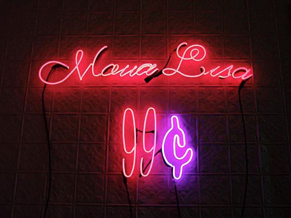 neon letters, numbers